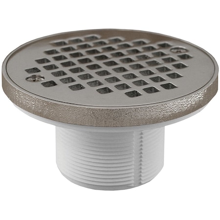 Jones Stephens 2in. PVC IPS Plastic Spud with 4in. Chrome Plated Round Strainer with Ring D50988